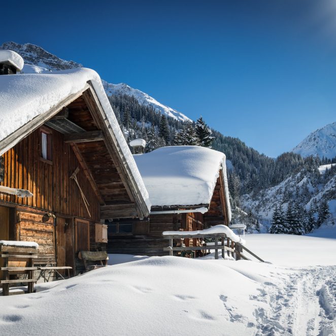 Cottages in snow