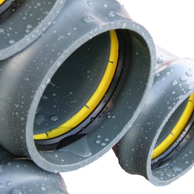 PVC pressure pipe with water drops