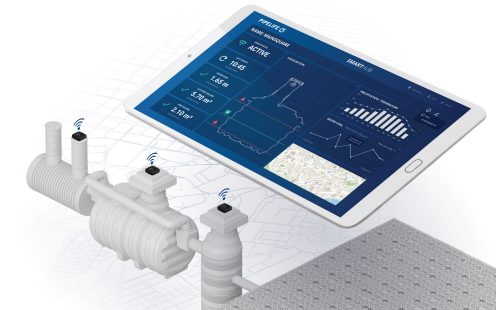Smart level sensor system with SmartHub integrated with stormwater management system