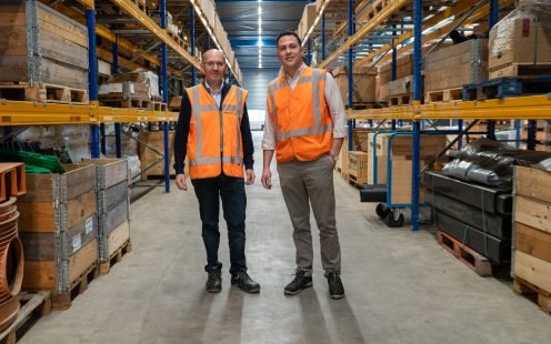 Pipelife's Head of Sustainability, Zoran Davidovski, together with Pipelife's Head of R&D, Konstantinos Akritanakis.