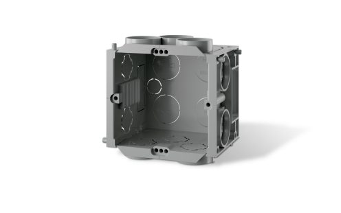 Grey square wall box for electrical installations