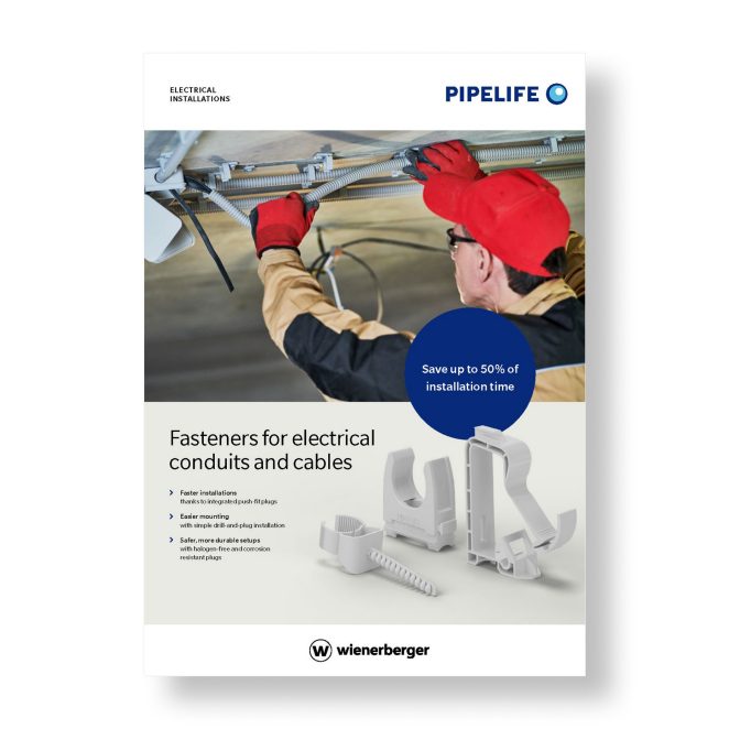 Fasteners for electrical conduits and cables leaflet cover