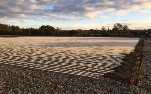 Undersoil heating pipes being installed at Terme Vivat Complex in Slovenia.