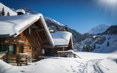 Cottages in snow