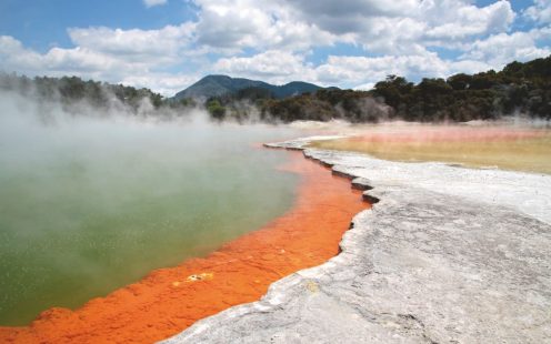 Champagne Pool at Wai-o-Tapu geothermal area in Rotorua, North Island, New Zealand