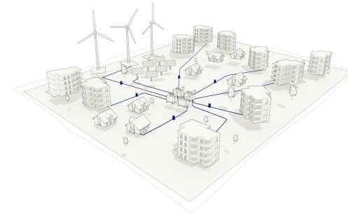 Illustration residential energy supply with chambers Pipelife systems