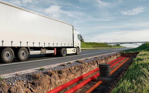 Cable Protection Key Visual 2 Pipes by the road truck S