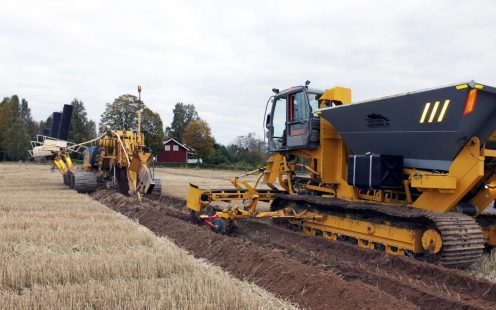 Installing a drainage system next to a field