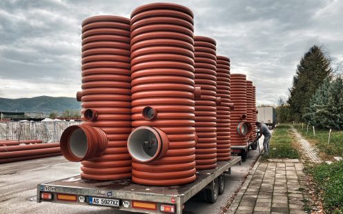 Installation of stormbox infiltration system next to railway in Poland | Pipelife