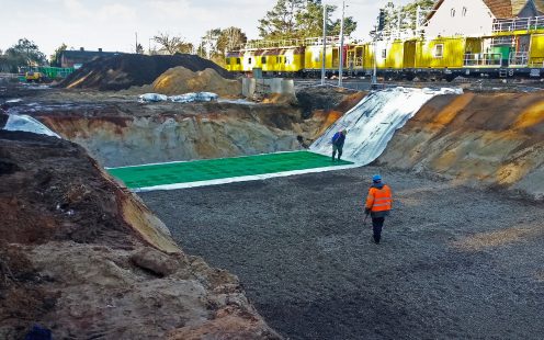 Installation of stormbox infiltration system next to railway in Poland | Pipelife