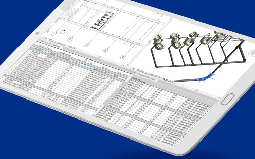 A tablet with a BIM plan on the screen |  Pipelife