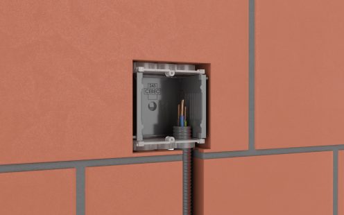Prewired conduit installed in a wall | Pipelife