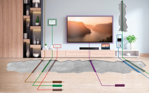 Visualization of the colored conduits installed in a room| Pipelife
