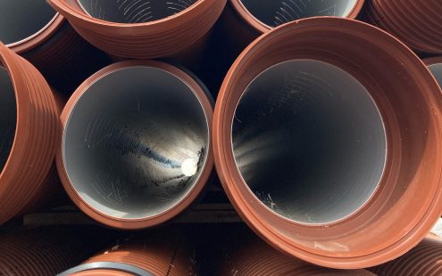 A close-up of Pipelife's Pragma drainage pipes | Pipelife