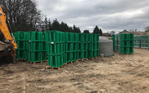 Stormbox II infiltration crates at the installation site | Pipelife
