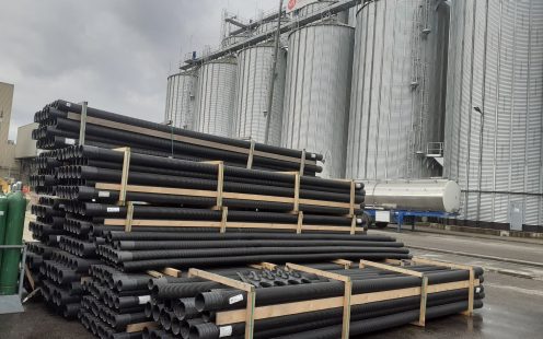 Cablemaster pipe stored at the construction site and ready to be installed | Pipelife