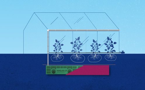 Visualization of Raineo Stormbox system used for rainwater harvesting | Pipelife