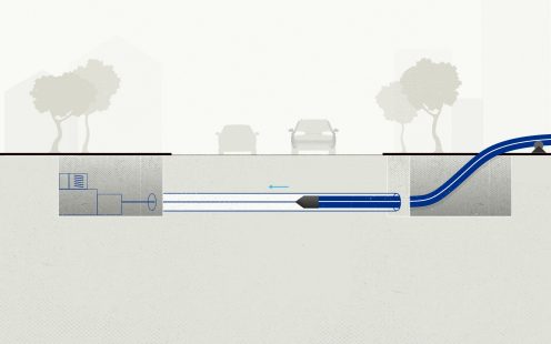 A visualization of the sliplining pipe rehabilitation technique