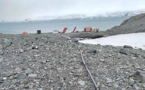The installation of the pipes in Antarctic base