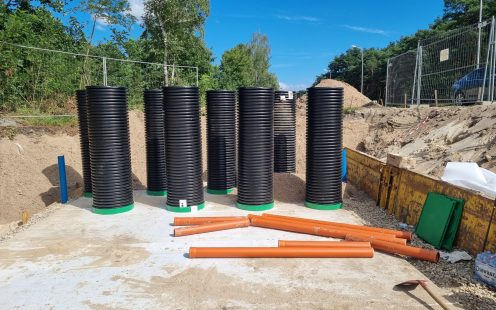 Multiple inspection chambers placed at the installation site | Pipelife