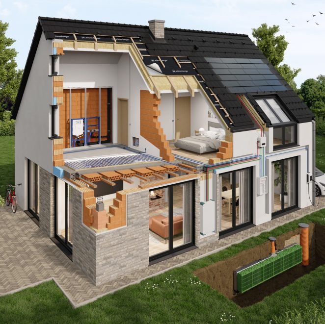 3D house revealing house infrastructure and inhouse communications