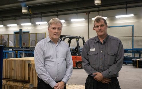 Pipelife Finland's Haparanda Plant Manager Kimmo Heinänen and Shift Supervisor Petri Ryynänen. 