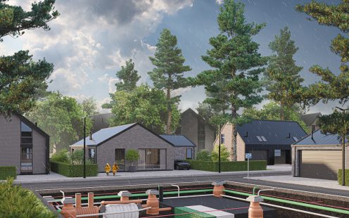 Reveal of stormwater attenuation system on single family house street