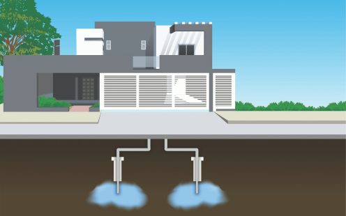 Open loops pump natural water from a well or body of water (lake, river) into a heat exchanger inside the heat pump and then return the water back to the water source.