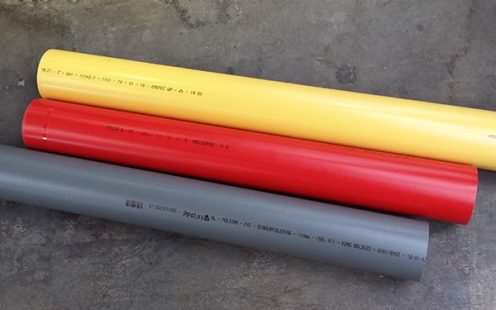 Color coded pipe generations - what starts as a yellow low pressure gas pipe, could be turned into red colored cable protection and finally be reprocessed to grey colored sewage pipe.