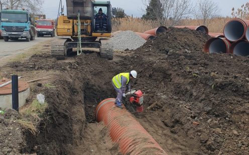 Installation of Pragma pipe at Pomorie lake in Bulgaria